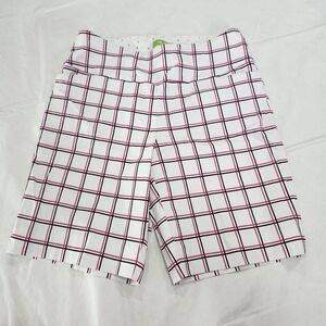 Swing Control Size 12 White Plaid Shorts with Pink and Black Accents